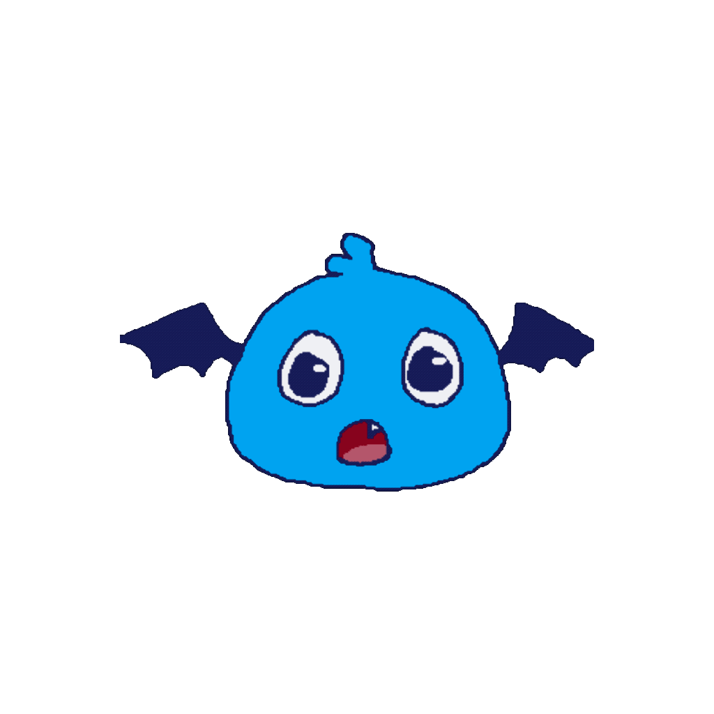 gif of round blue monster flapping its wings