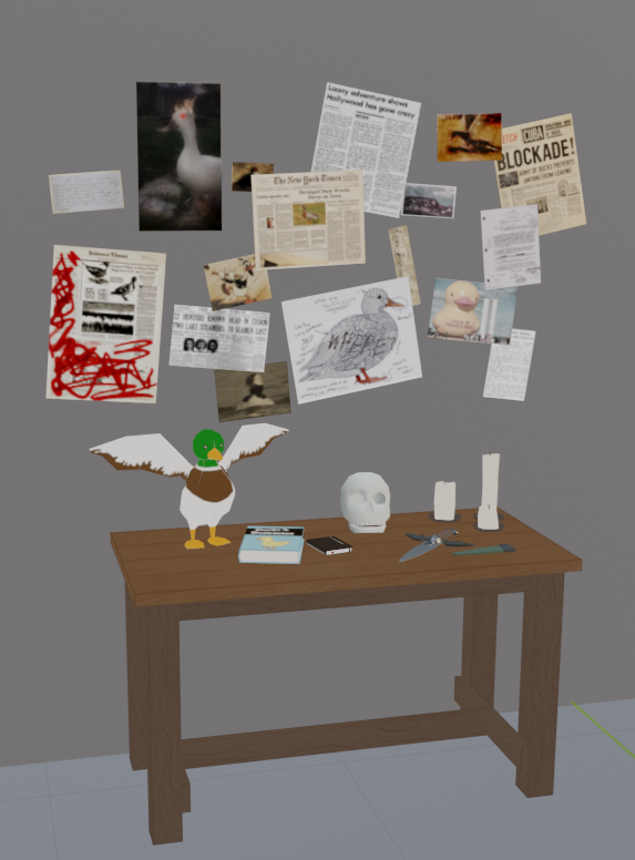 a desk full of duck books and newspapers