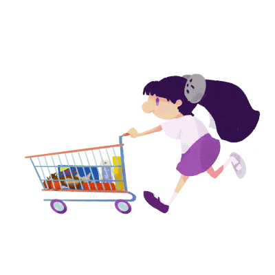 gif of girl running with shopping cart